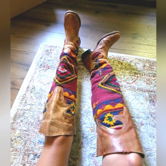 Colorful Patterned Knee-High Boots - Picture 3 of 16